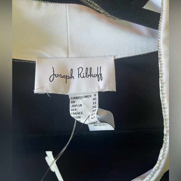 Joseph Ribkoff Long Sleeve Black Top with White Contrast Trim- Size 8 NWT - Picture 8 of 11